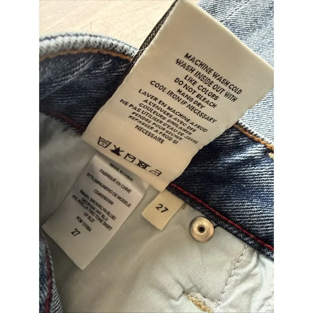Alice + Olivia Rye Two-Tone Denim Maxi Skirt in Brooklyn Blue SZ 27